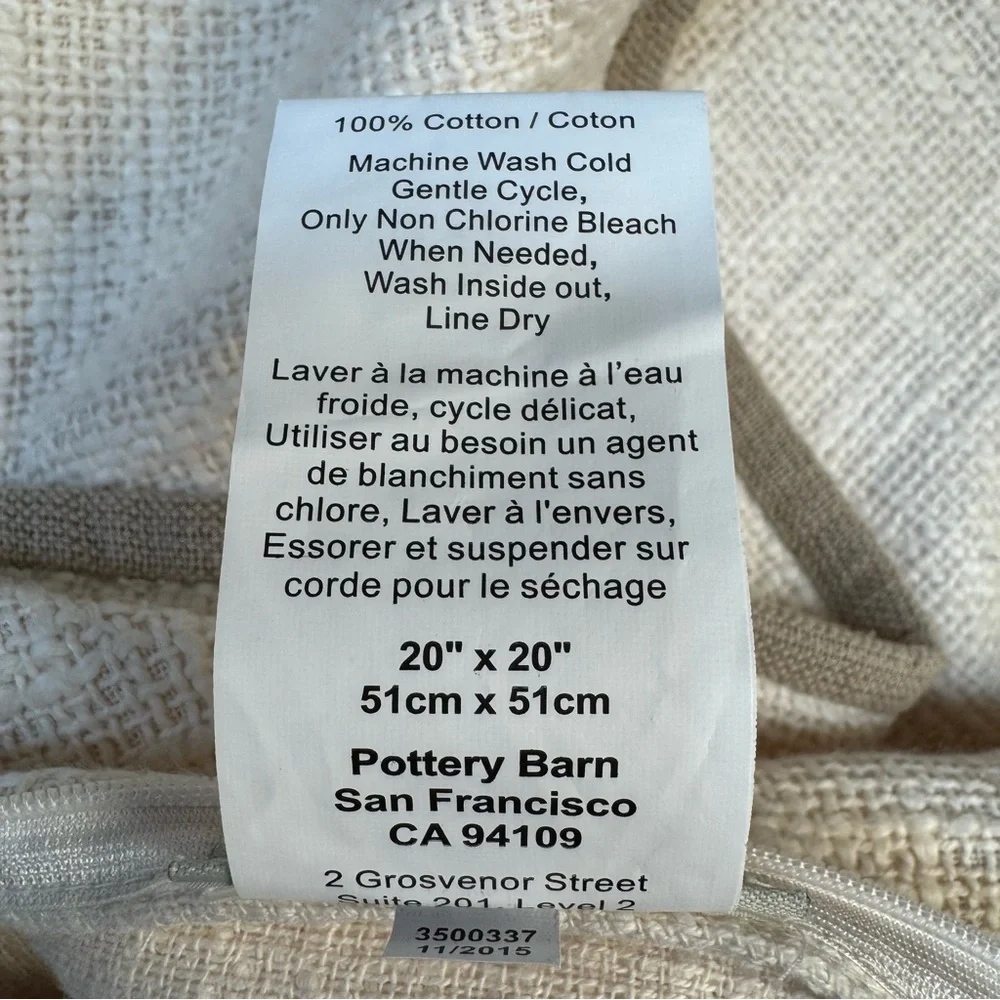 Pottery Barn Boucle Pillow Sham 100% Cotton